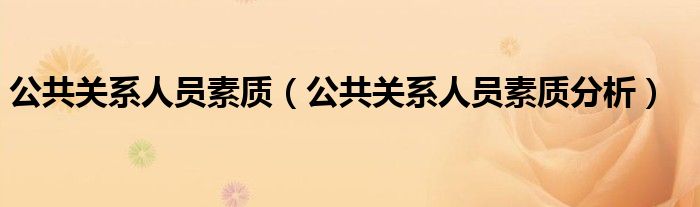 公共关系人员素质(公共关系人员素质分析)