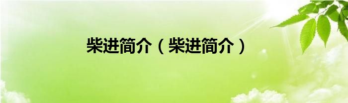 柴进简介（柴进简介）