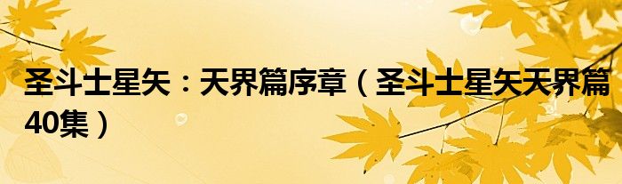 圣斗士星矢:天界篇序章(圣斗士星矢天界篇40集)