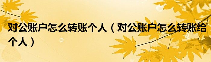 对公账户怎么转账个人(对公账户怎么转账给个人)