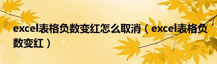 excel表格负数变红怎么取消(excel表格负数变红)
