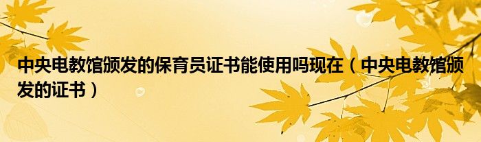 中央电教馆颁发的保育员证书能使用吗现在(中央电教馆颁发的证书)