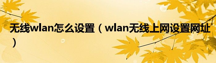 无线wlan怎么设置(wlan无线上网设置网址)