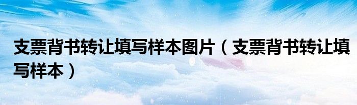 支票背书转让填写样本图片(支票背书转让填写样本)