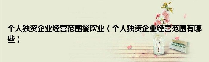 个人独资企业经营范围餐饮业(个人独资企业经营范围有哪些)
