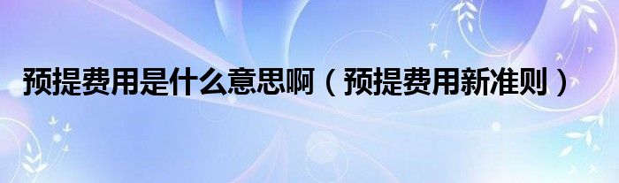 预提费用是什么意思啊(预提费用新准则)