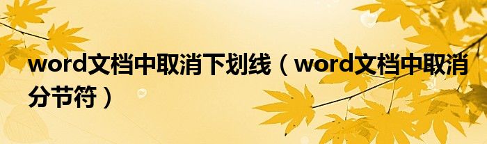 word文档中取消下划线(word文档中取消分节符)