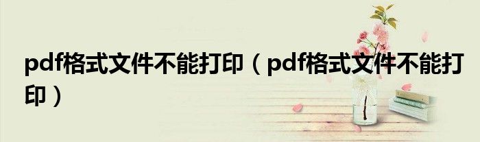 pdf格式文件不能打印(pdf格式文件不能打印)