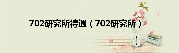 702研究所待遇(702研究所)