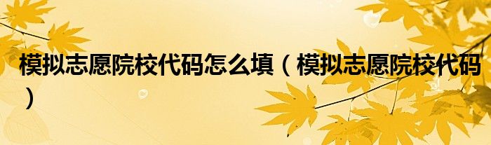 模拟志愿院校代码怎么填(模拟志愿院校代码)