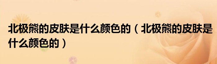 北极熊的皮肤是什么颜色的(北极熊的皮肤是什么颜色的)
