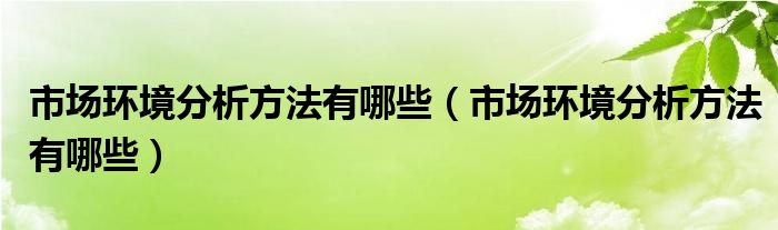 市场环境分析方法有哪些(市场环境分析方法有哪些)