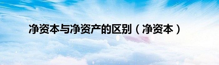净资本与净资产的区别(净资本)