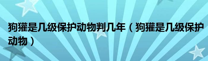 狗獾是几级保护动物判几年(狗獾是几级保护动物)