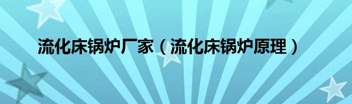 流化床锅炉厂家(流化床锅炉原理)