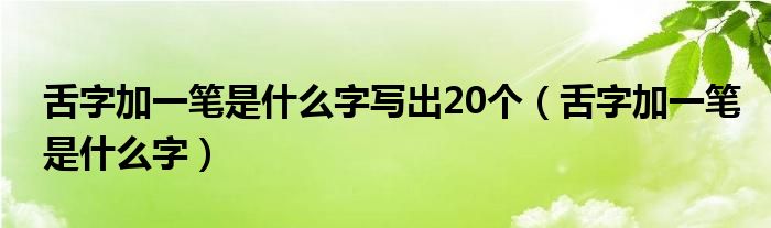 舌字加一笔是什么字写出20个(舌字加一笔是什么字)