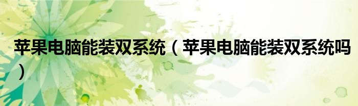 苹果电脑能装双系统(苹果电脑能装双系统吗)