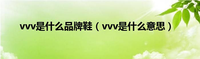 vvv是什么品牌鞋(vvv是什么意思)