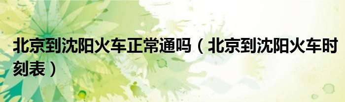 北京到沈阳火车正常通吗(北京到沈阳火车时刻表)