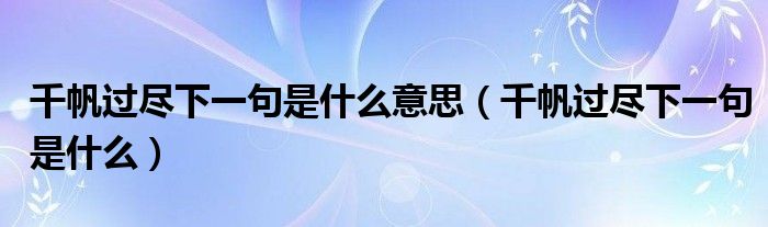 千帆过尽下一句是什么意思(千帆过尽下一句是什么)