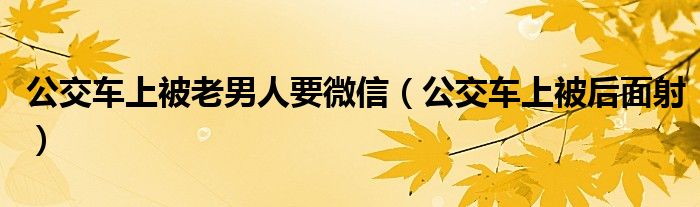 公交车上被老男人要微信(公交车上被后面射)