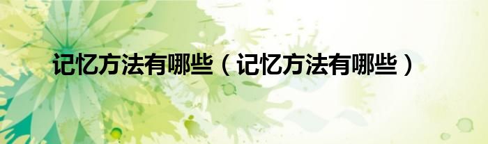 记忆方法有哪些(记忆方法有哪些)