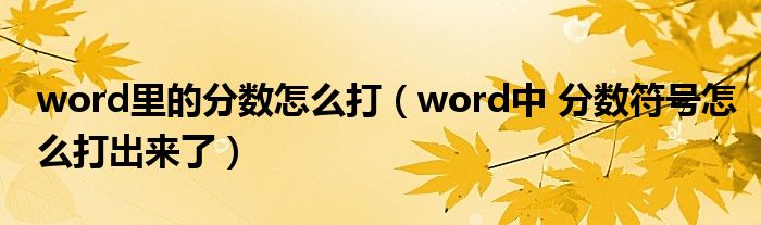 word里的分数怎么打(word中 分数符号怎么打出来了)