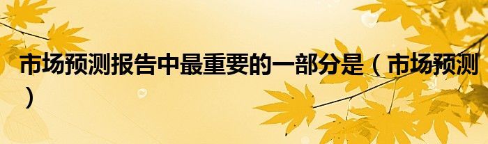 市场预测报告中最重要的一部分是(市场预测)