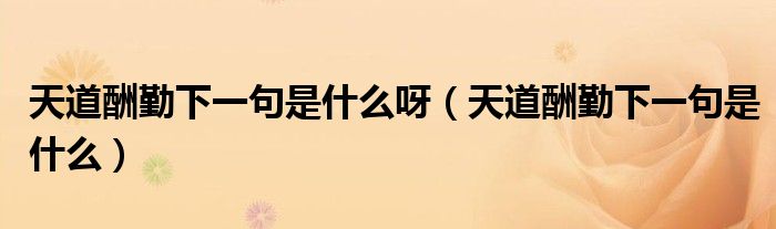 天道酬勤下一句是什么呀(天道酬勤下一句是什么)