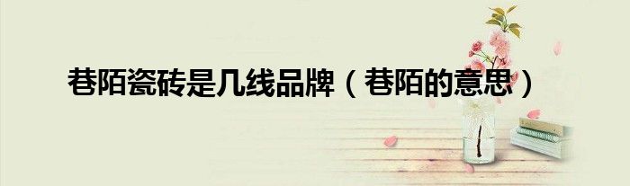 巷陌瓷砖是几线品牌(巷陌的意思)