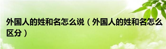 外国人的姓和名怎么说(外国人的姓和名怎么区分)