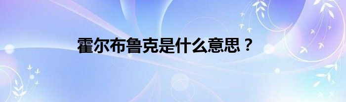 霍尔布鲁克是什么意思？