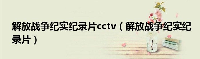 解放战争纪实纪录片cctv(解放战争纪实纪录片)