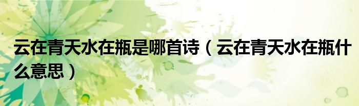 云在青天水在瓶是哪首诗(云在青天水在瓶什么意思)