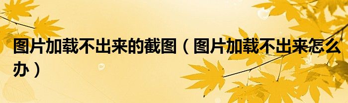 图片加载不出来的截图（图片加载不出来怎么办）