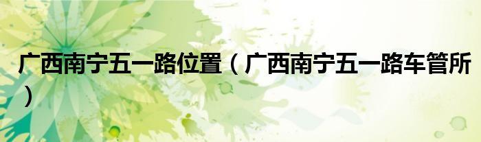 广西南宁五一路位置(广西南宁五一路车管所)