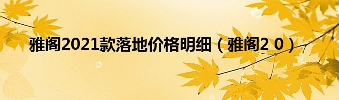 雅阁2021款落地价格明细(雅阁2 0)