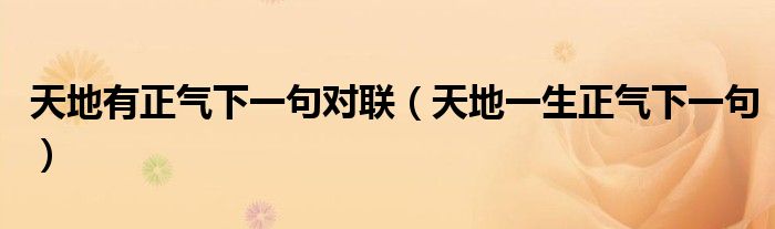 天地有正气下一句对联(天地一生正气下一句)