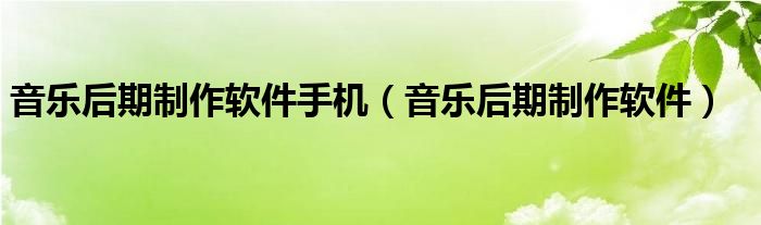 音乐后期制作软件手机(音乐后期制作软件)