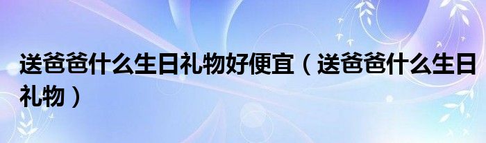 送爸爸什么生日礼物好便宜(送爸爸什么生日礼物)