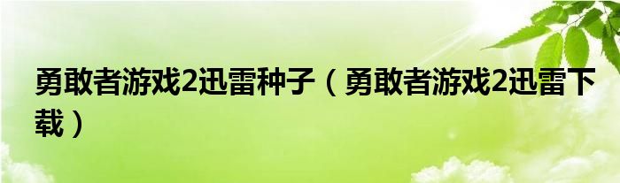 勇敢者游戏2迅雷种子(勇敢者游戏2迅雷下载)