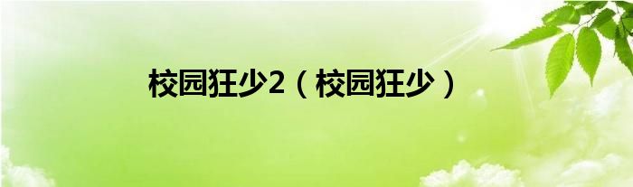 校园狂少2(校园狂少)