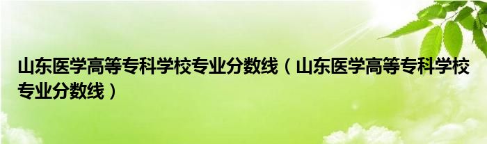 山东医学高等专科学校专业分数线(山东医学高等专科学校专业分数线)