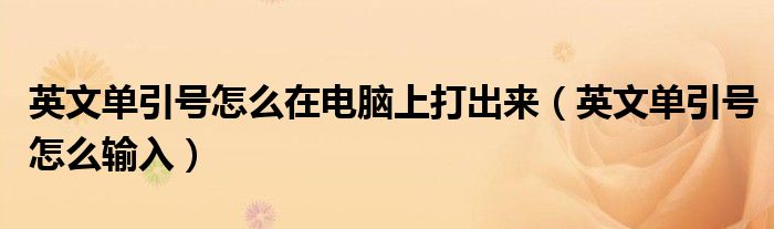 英文单引号怎么在电脑上打出来(英文单引号怎么输入)