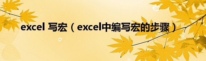 excel 写宏(excel中编写宏的步骤)