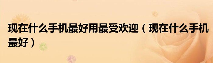 现在什么手机最好用最受欢迎(现在什么手机最好)