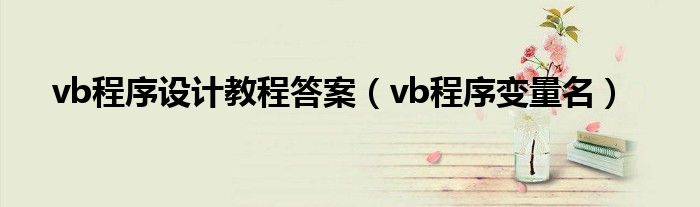 vb程序设计教程答案(vb程序变量名)