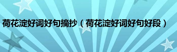 荷花淀好词好句摘抄(荷花淀好词好句好段)