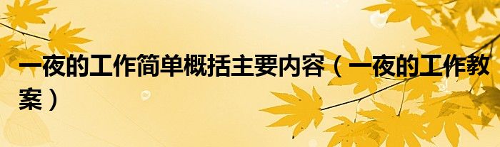 一夜的工作简单概括主要内容(一夜的工作教案)