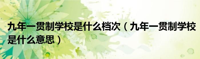 九年一贯制学校是什么档次(九年一贯制学校是什么意思)